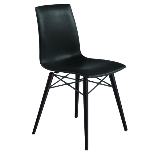 Stuhl Papatya X-TREME SD Wox Holzplatte Kunstleder schwarz, Beine Buche Wenge lackiert