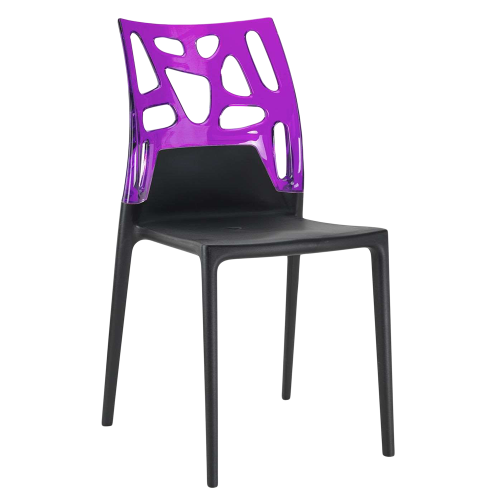 Papatya Ego-Rock Stuhl schwarzer Stuhlsitz, Oberteil transparent Magenta