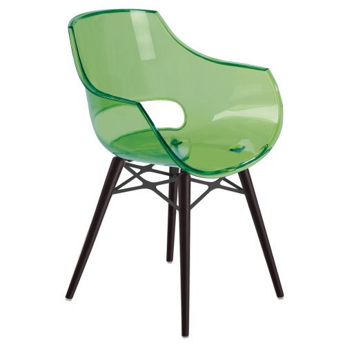 Sessel Papatya Opal-Wox transparent grün, Gestell Buche Wenge lackiert