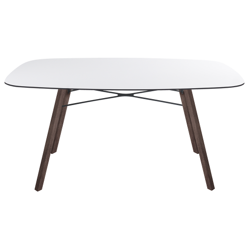 Tisch Papatya Wox Iroko 159x119x75 Fuß Irokoholz, Tischplatte weiß 1050M