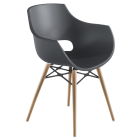 Sessel Papatya Opal Wox Pro, Anthrazit, Beine aus Buchenholz