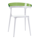 Papatya Luna Sessel weißer Stuhlsitz, Oberteil transparent grün