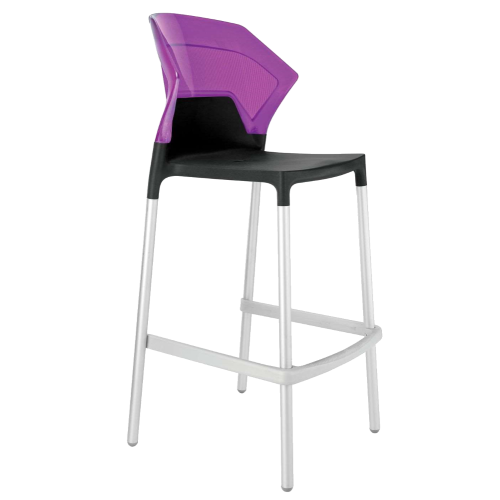 Papatya Ego-S Barhocker schwarzer Stuhlsitz, Oberteil transparent Magenta