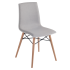 Stuhl mit weichem Kissen Papatya X-Treme S Wox Pro Soft weißer Stoff hellgrau, Beine Buche natur lackiert