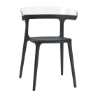 Papatya Luna Sessel schwarzer Stuhlsitz, Oberteil transparent