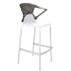 Papatya Ego-K Barhocker weißer Stuhlsitz, Oberteil transparent grau