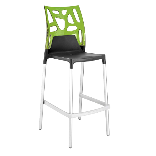 Papatya Ego-Rock Barhocker anthrazitgrau Stuhlsitz, Oberteil transparent grün