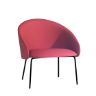 Sessel Papatya Glera-K Lounge rotes Kunstleder, schwarz lackierte Beine