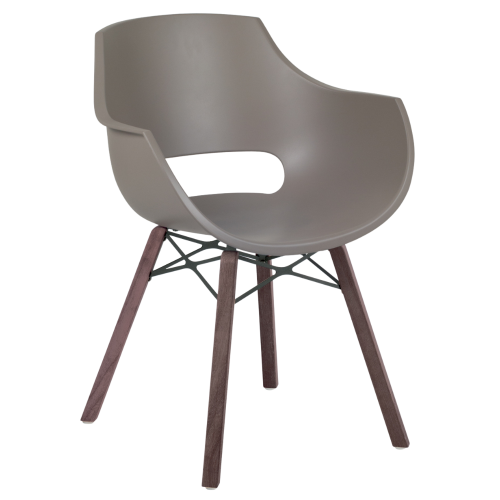 Stuhl Papatya Opal Wox Pro Iroko Graubrauner, Beine aus Iroko-Holz