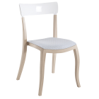 Stuhl mit Sitzkissen Hera-S beige, weißes Oberteil weißes Gewebe