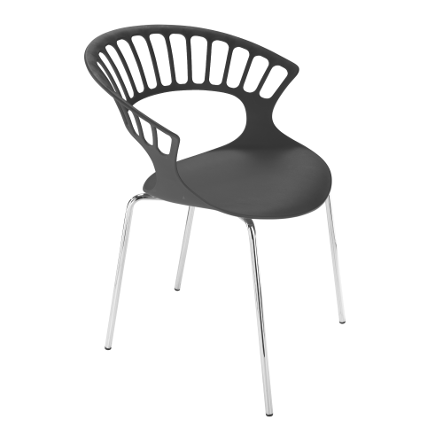 Papatya Tiara Sessel anthrazitgrau, Chrombasis