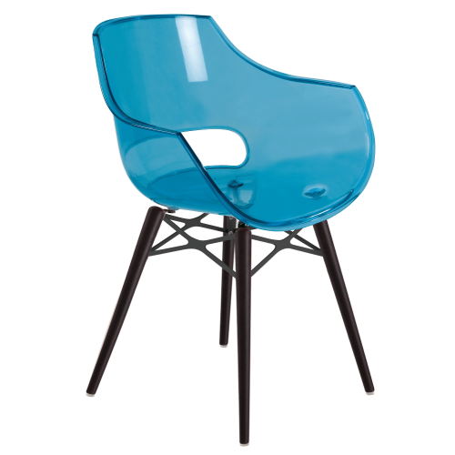 Sessel Papatya Opal-Wox transluzent blau, Gestell Buche Wenge lackiert