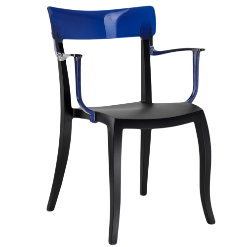 Papatya Hera-K Sessel schwarzer Stuhlsitz, Oberteil transparent Blau