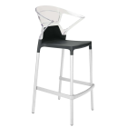 Papatya Ego-K Barhocker schwarzer Stuhlsitz, Oberteil transparent