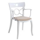  Sessel mit Sesselkissen Opera-K weiß, weißes Oberteil beige Gewebe