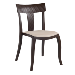 Stuhl mit Sitzkissen Toro-S Rattan dunkelbraun beige Gewebe Stuhl mit Sitzkissen Toro-S Rattan dunkelbraun beige Gewebe