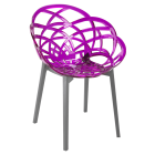 Papatya Flora Sessel transparent Magenta Stuhlsitz, Unterteil anthrazitgrau