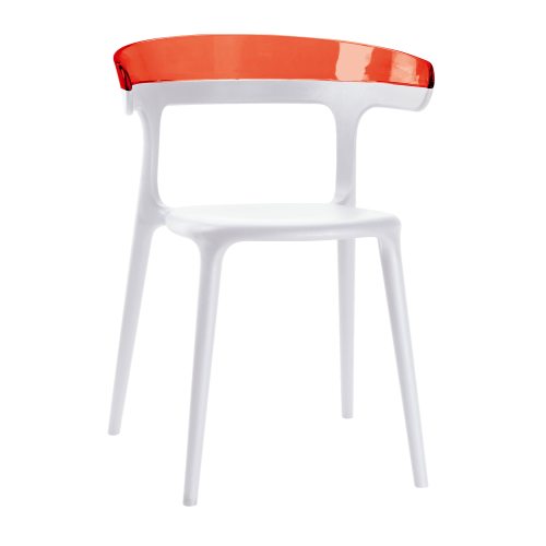 Papatya Luna Sessel weißer Stuhlsitz, Oberteil transparent rot