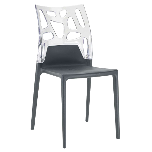 Papatya Ego-Rock Stuhl anthrazitgrau Stuhlsitz, Oberteil transparent