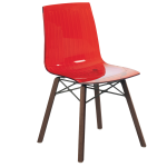 Stuhl Papatya X-Treme S Wox Iroko transparent rot, Beine aus Irokoholz Stuhl Papatya X-Treme S Wox Iroko transparent rot, Beine aus Irokoholz