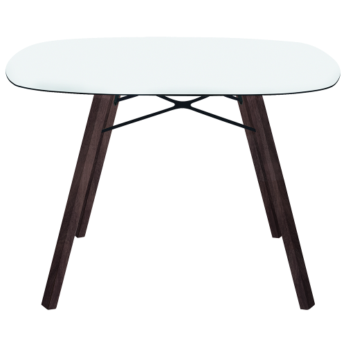 Tisch Papatya Wox Iroko 99x99x75 Basis Iroko-Holz, weiße Tischplatte 1050M