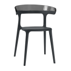 Papatya Luna Sessel schwarzer Stuhlsitz, Oberteil transparent grau