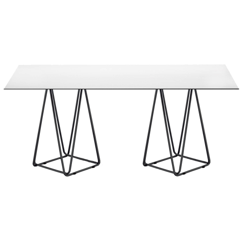 Tisch Papatya Trio 214x99x75 schwarzes Metallgestell, weiße Tischplatte 1050M