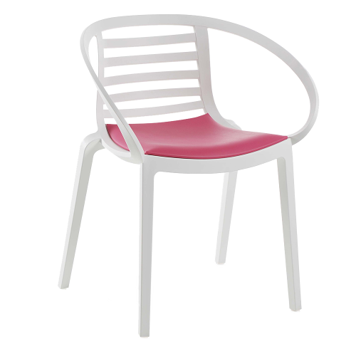  Sessel mit Sesselkissen Mambo weiß kirschrotes Gewebe