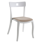 Stuhl mit Sitzkissen Hera-S weiß, weißes Oberteil beige Gewebe
