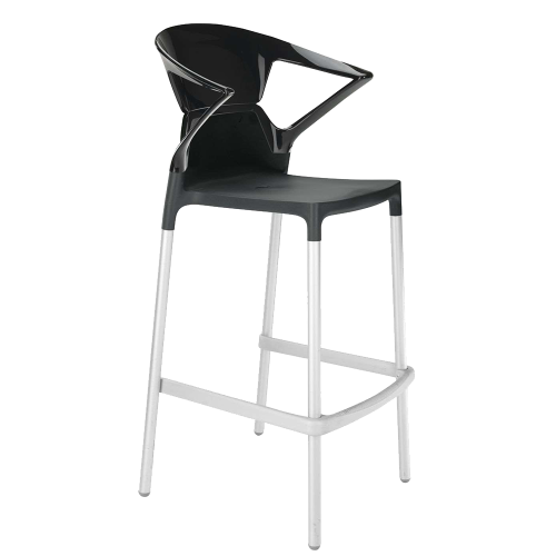 Papatya Ego-K Barhocker schwarzer Stuhlsitz, Oberteil Schwarz 