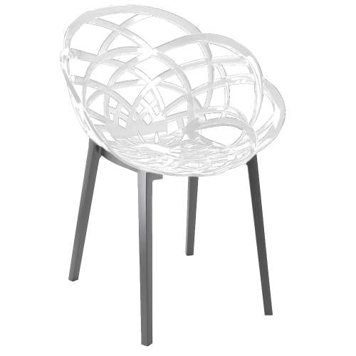 Papatya Flora Sessel weißer Stuhlsitz, Unterteil anthrazitgrau