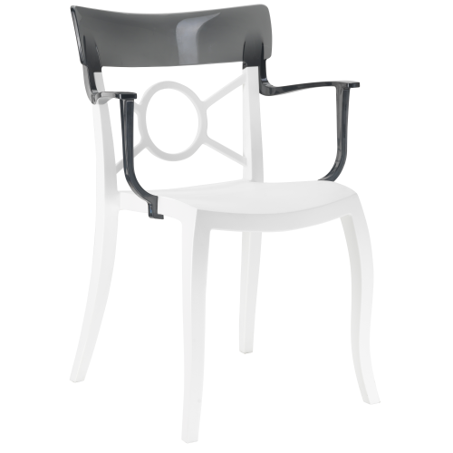 Papatya Opera-K Sessel weißer Stuhlsitz , Oberteil transparent grau