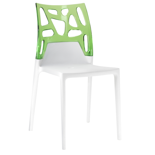 Papatya Ego-Rock Stuhl weißer Stuhlsitz, Oberteil transparent grün