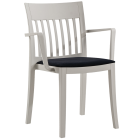 Sessel mit Sesselkissen Eden-K hellgrau Stamskin schwarzes Gewebe 002