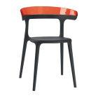 Papatya Luna Sessel schwarzer Stuhlsitz, Oberteil transparent rot