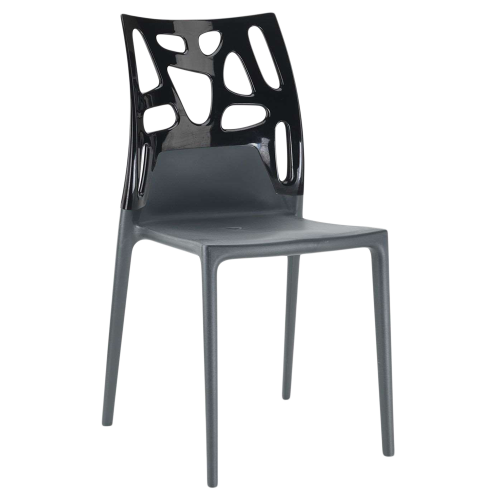 Papatya Ego-Rock Stuhl anthrazitgrau Stuhlsitz, Oberteil Schwarz 