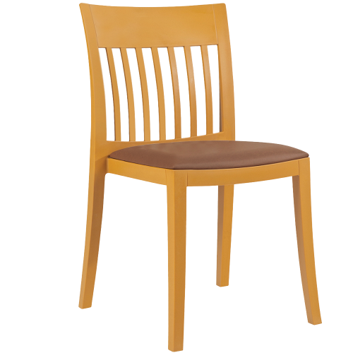 Stuhl mit Sitzkissen Eden-S gelb Stamskin milchbraunes Gewebe