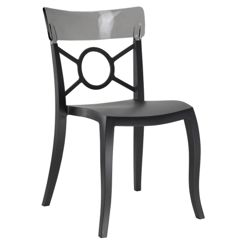 Papatya Opera-S Stuhl schwarzer Stuhlsitz , Oberteil transparent grau