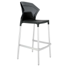 Papatya Ego-S Barhocker schwarzer Stuhlsitz, Oberteil transparent grau