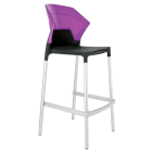 Papatya Ego-S Barhocker schwarzer Stuhlsitz, Oberteil transparent Magenta