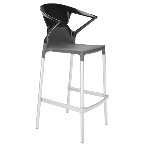 Papatya Ego-K Barhocker anthrazitgrau Stuhlsitz, Oberteil Schwarz 