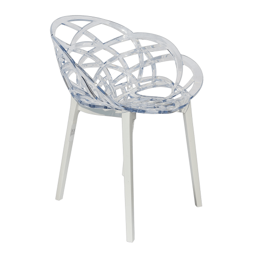 Papatya Flora Sessel transparente Stuhlsitz, Unterteil weiß 