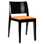 Stuhl mit Sitzkissen Gyza schwarz Stamskin Gewebe orange Stuhl mit Sitzkissen Gyza schwarz Stamskin Gewebe orange