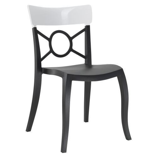 Papatya Opera-S Stuhl schwarzer Stuhlsitz , Oberteil weiß 