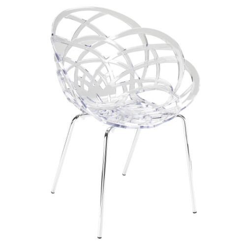 Papatya Flora Sessel-ML transparent Stuhlsitz, Sesselbeine chrome