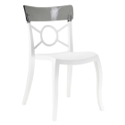 Papatya Opera-S Stuhl weißer Stuhlsitz , Oberteil transparent grau
