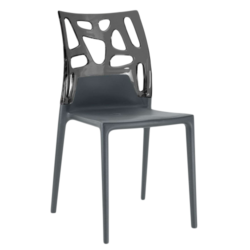 Papatya Ego-Rock Stuhl anthrazitgrau Stuhlsitz, Oberteil transparent grau