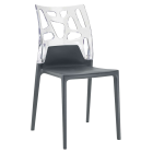 Papatya Ego-Rock Stuhl anthrazitgrau Stuhlsitz, Oberteil transparent