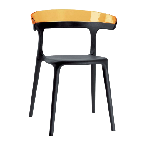 Papatya Luna Sessel schwarzer Stuhlsitz, Oberteil transparent orange