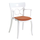 Sessel mit Sesselkissen Opera-K weiß, weißes Oberteil oranges Gewebe